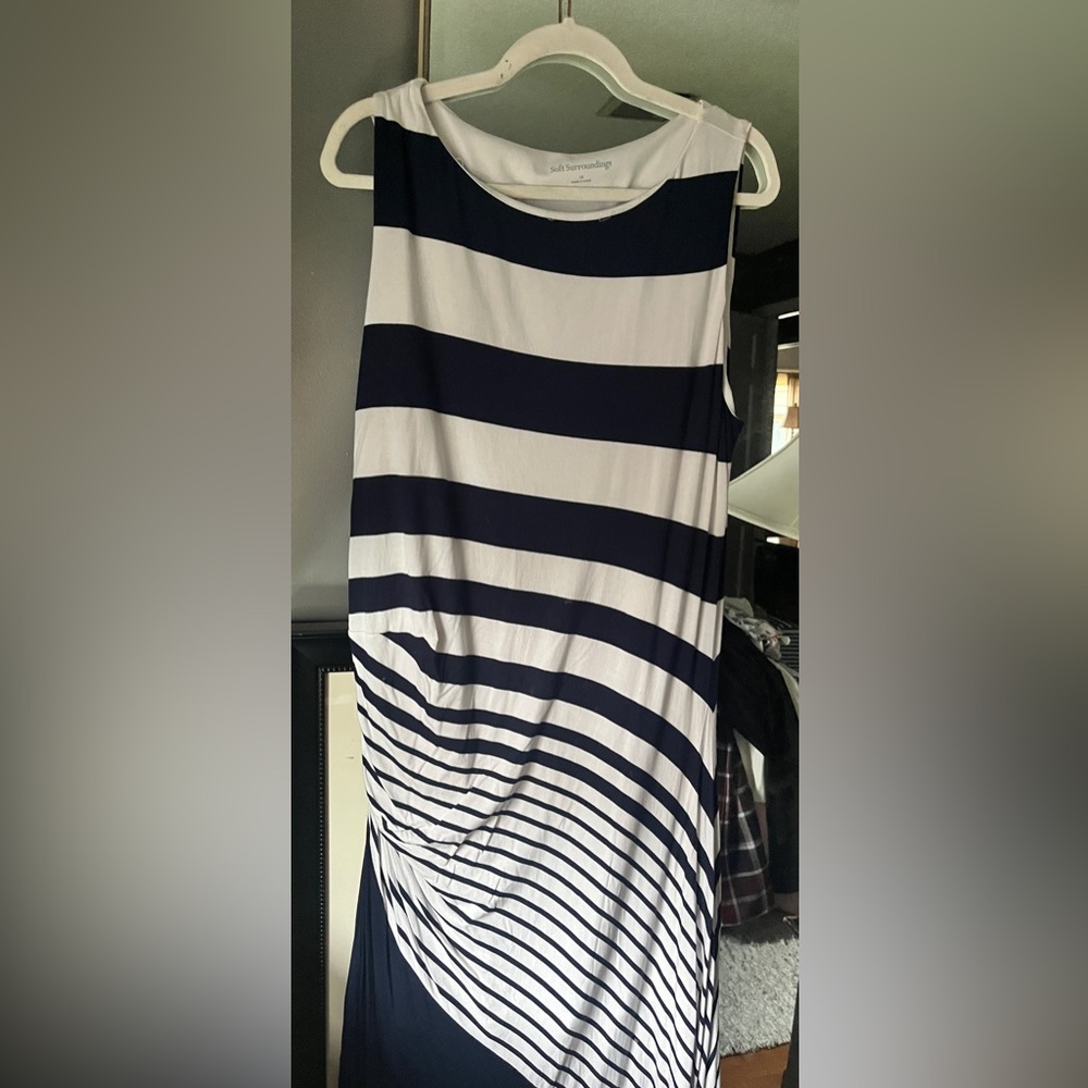 Soft Surroundings Navy and White Striped Dress - 1X